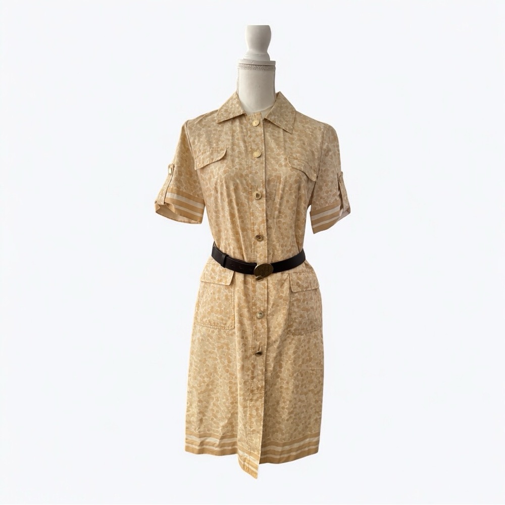 Carolina Herrera Tan Patterned Midi Dress